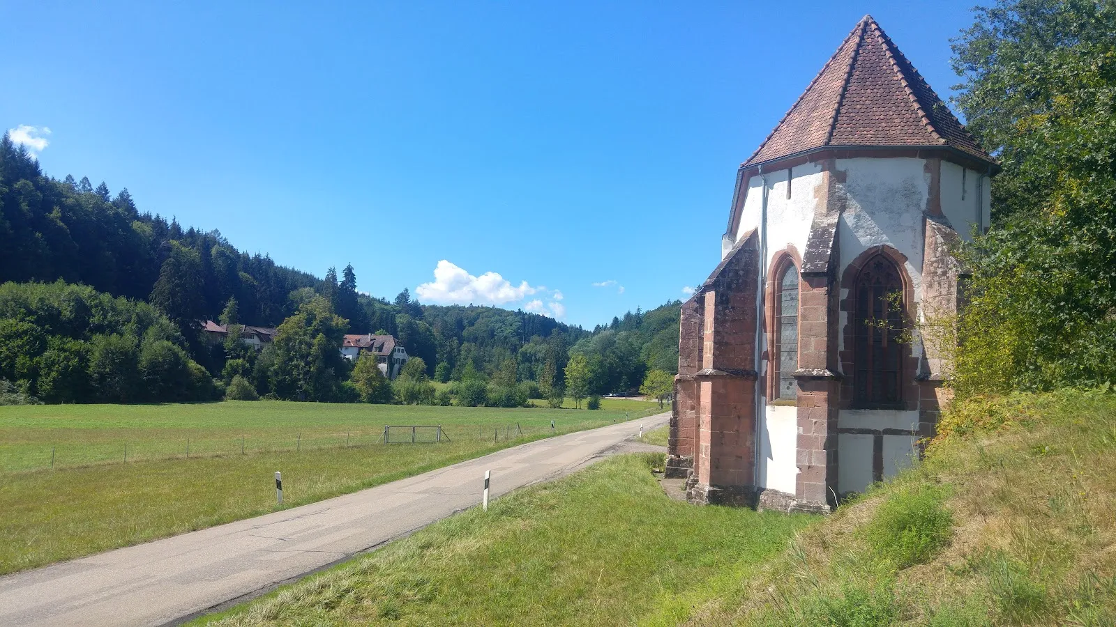 Руины аббатства Тенненбах на фоне зелени