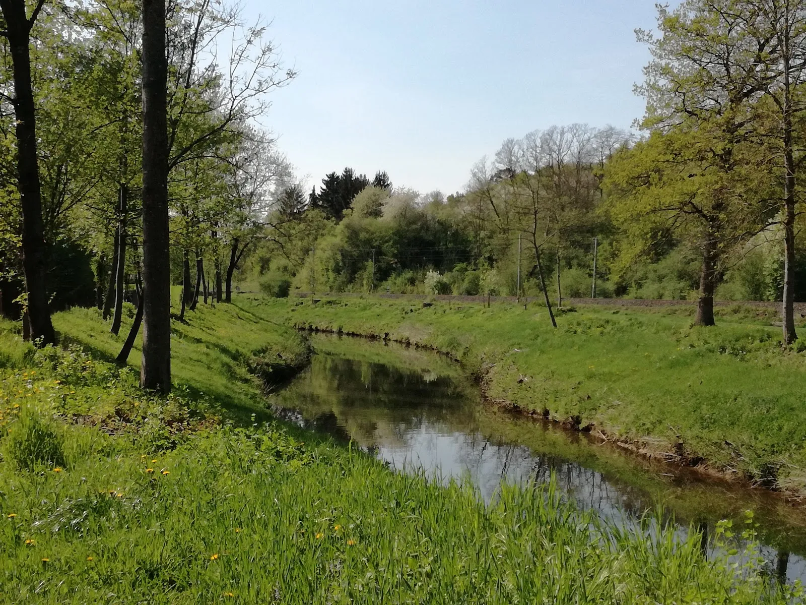 Вид на озеро Бадезе Плюдерхаузен с зелеными берегами