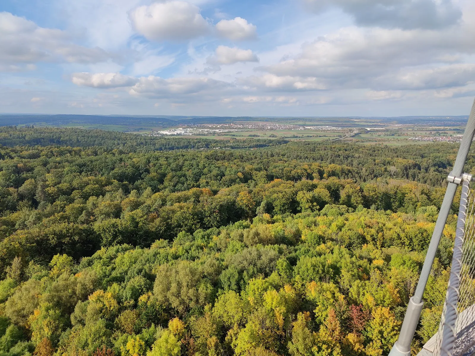 Вид с башни Шёнбухт на лес и холмы