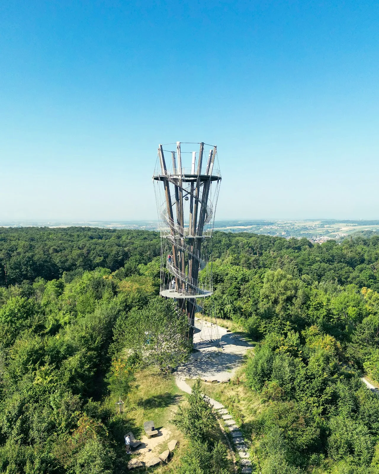 Вид с башни Шёнбухт на лес и холмы