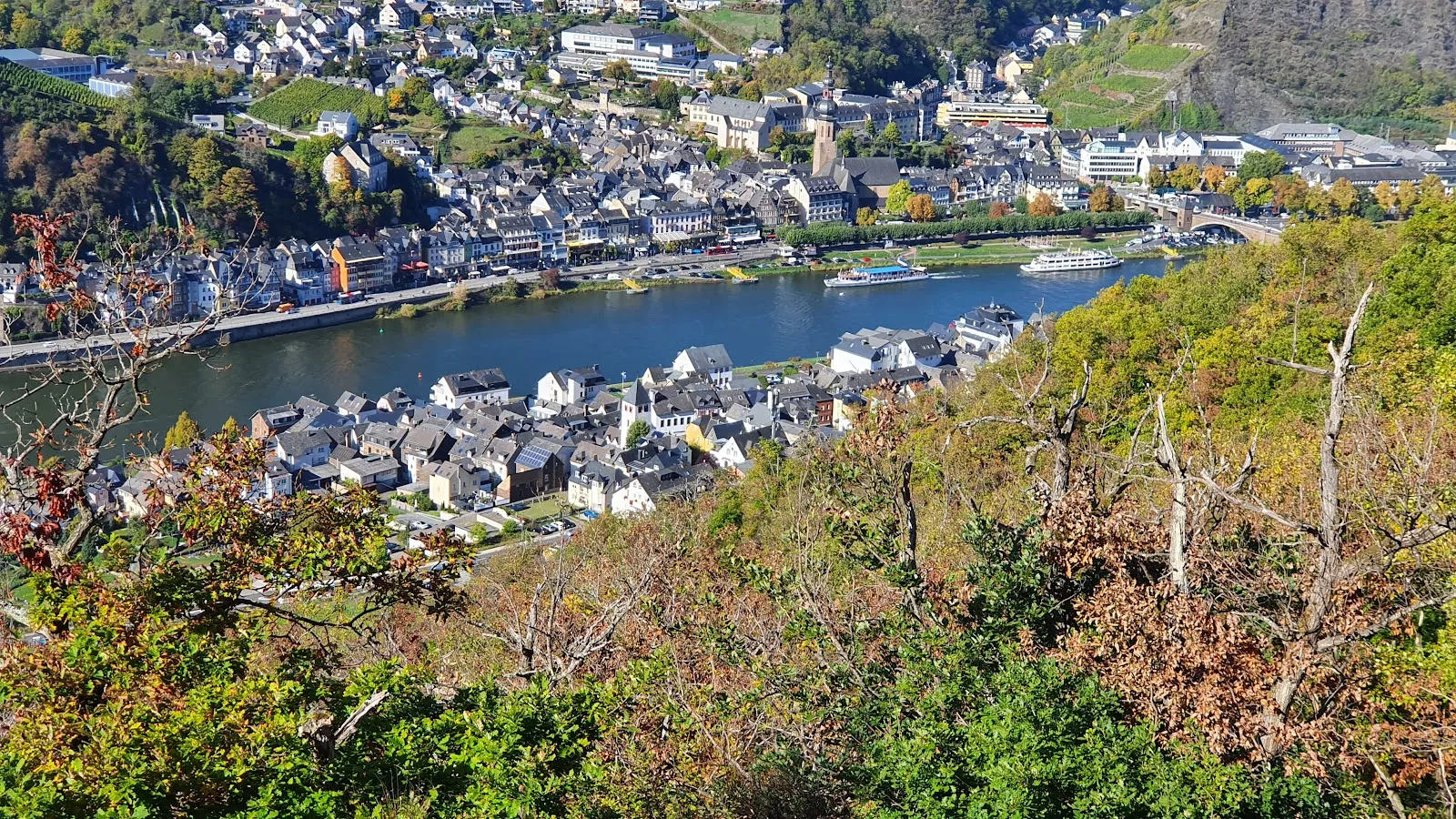 Вид на сад Браузелай с виноградниками и видом на замок Кохем