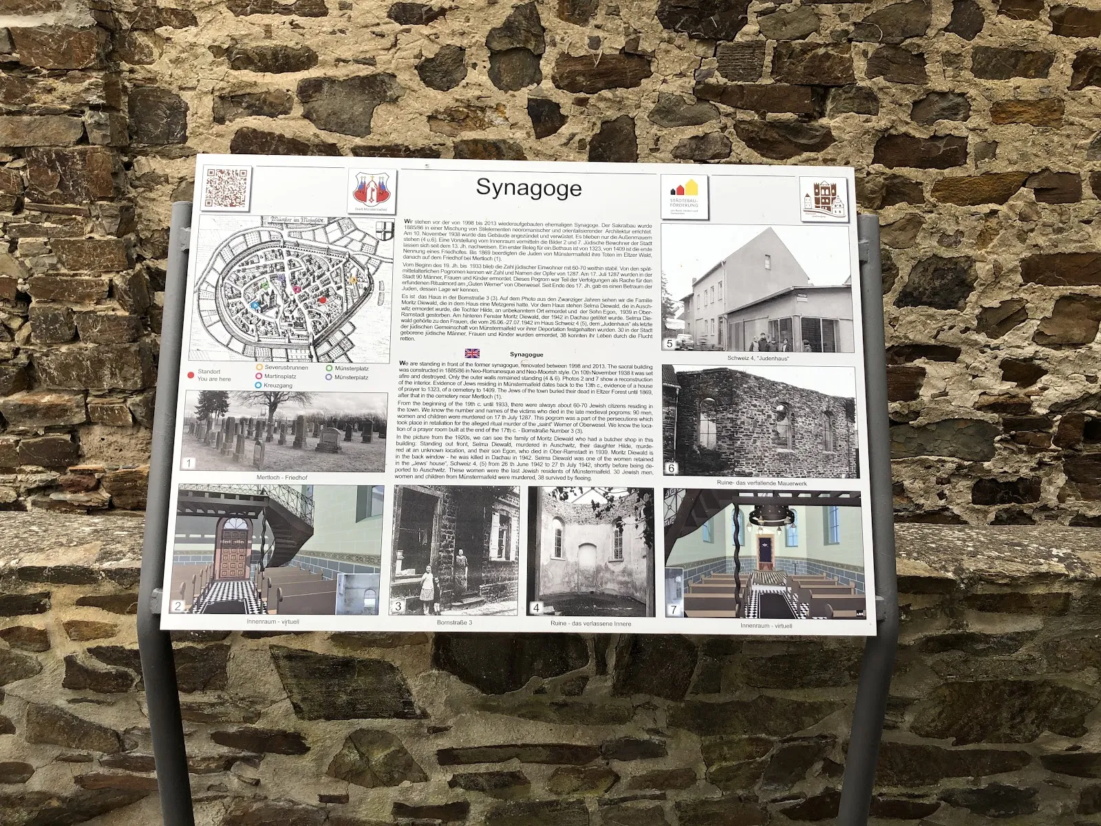 Вид на здание бывшей синагоги в Мюнстермайфельде