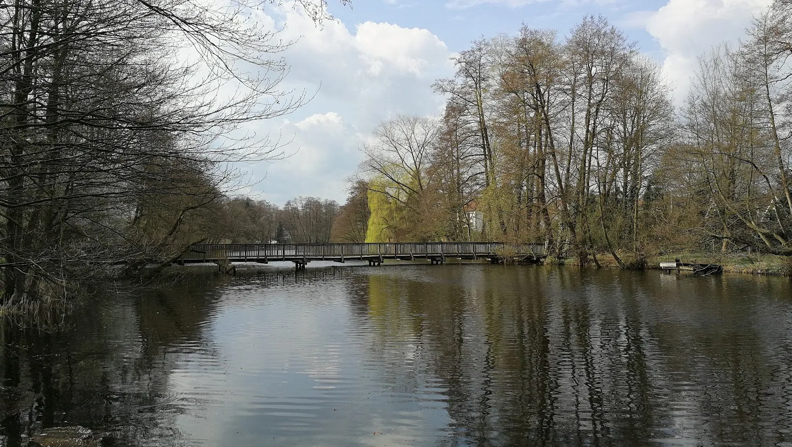 Вид на летний пляж озера Грамбкер с людьми, отдыхающими на берегу