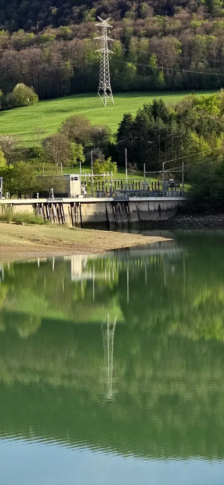 Вид на озеро Глемс с зелеными берегами, Германия