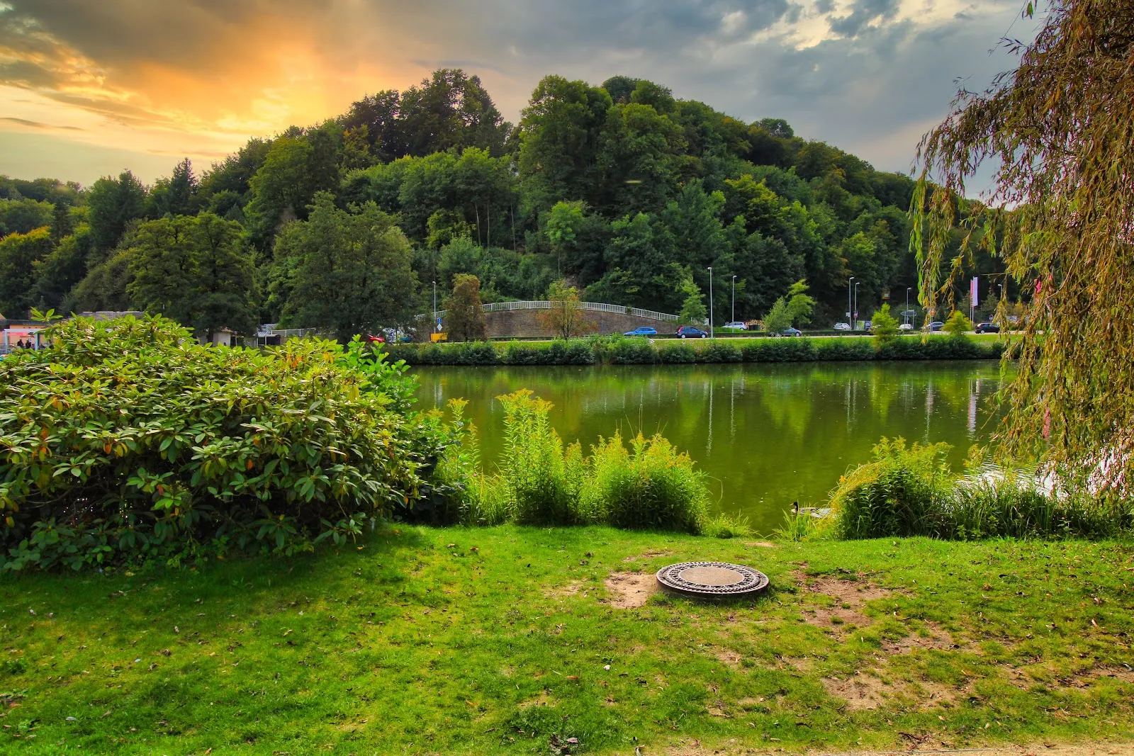 Вид на озеро Шарлоттен в Германии, окруженное зеленью.