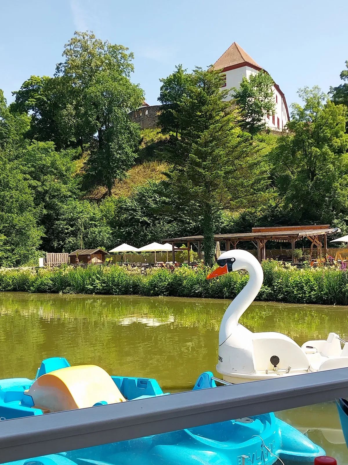 Вид на озеро Шарлоттен в Германии, окруженное зеленью.