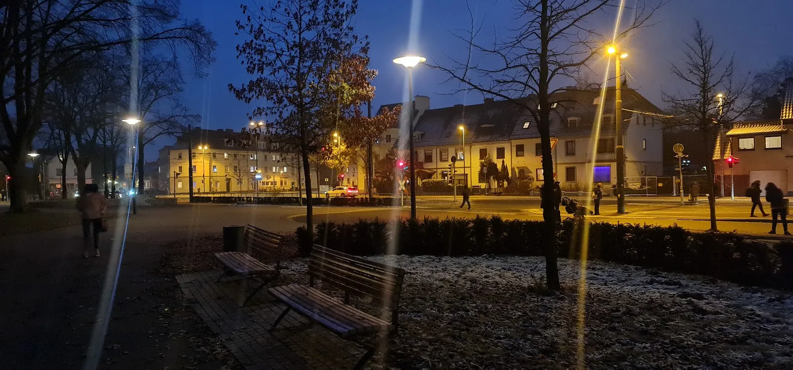 Зеленый парк Хуккельридер в Бремене с деревьями и тропинками