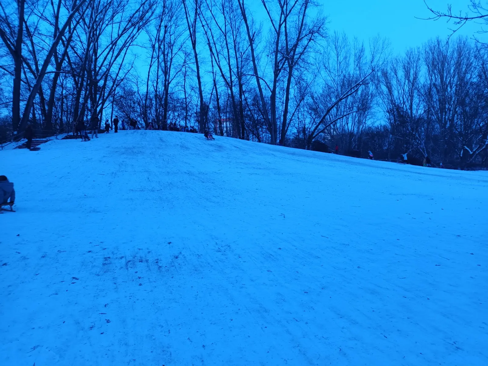 Ребенок катается с небольшого холма на Родельберге, Берлин