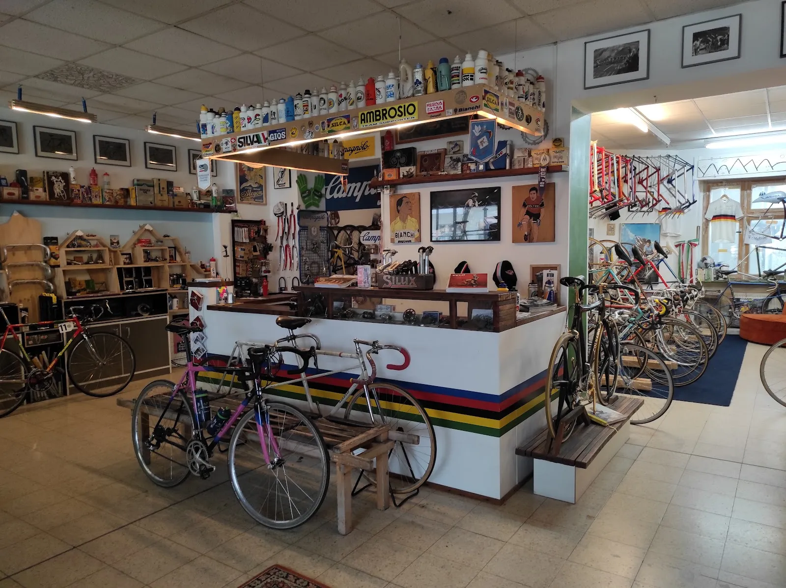 Витрина магазина Cicli Berlinetta с велосипедами
