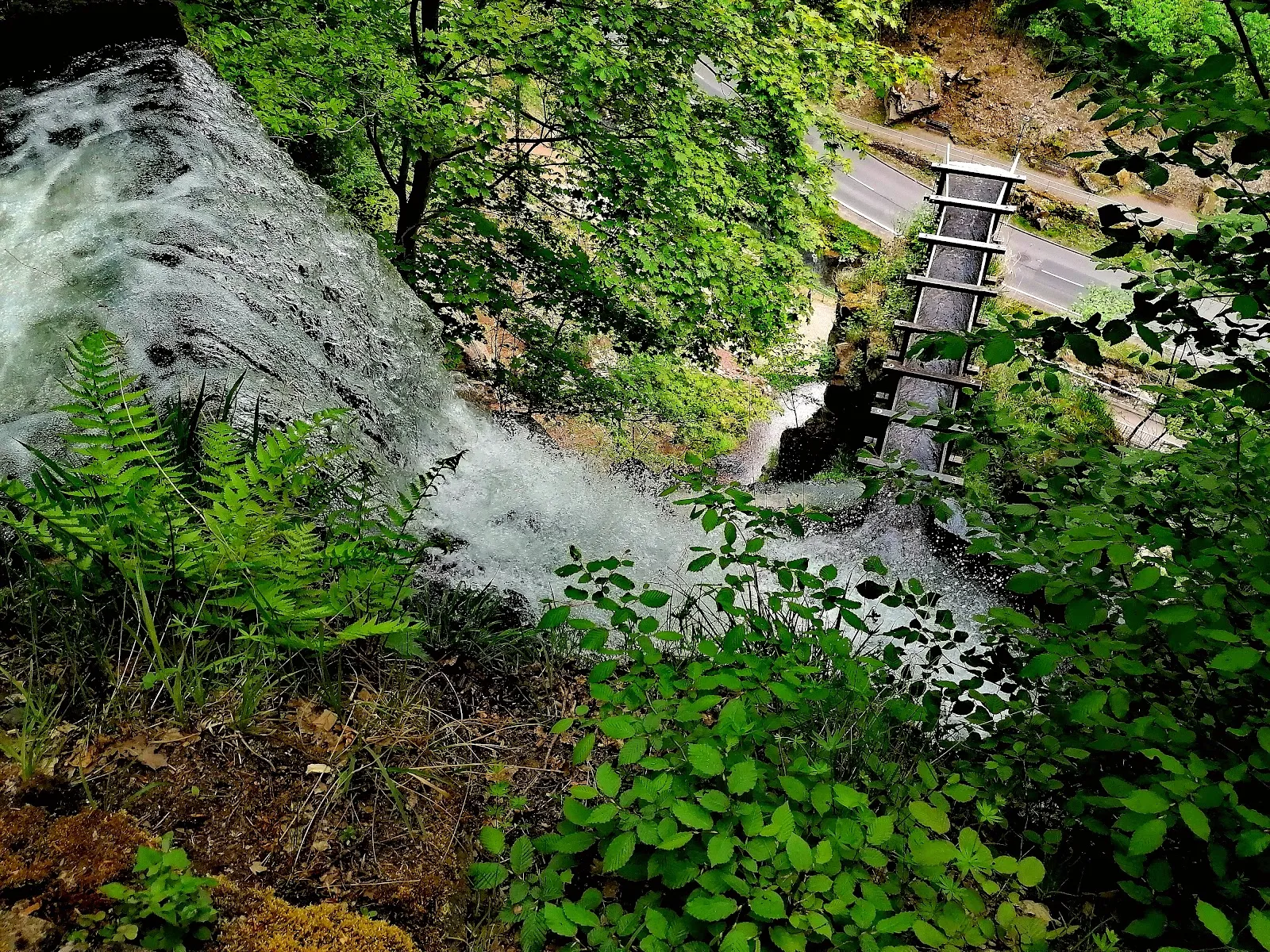 Вид на водопад Гютерштайнер в окружении зелени