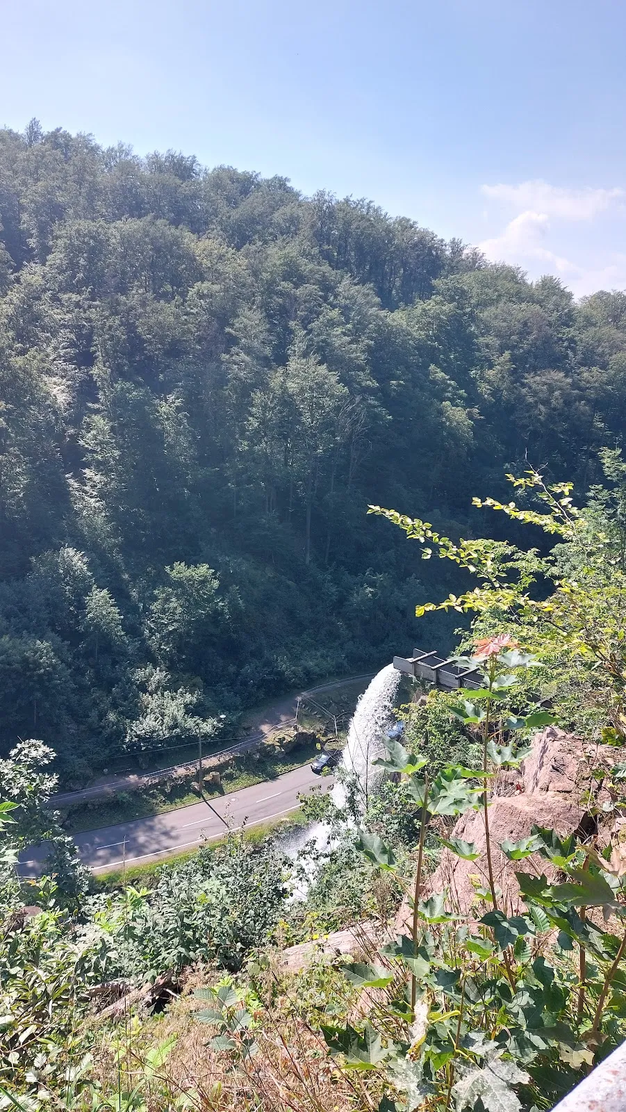 Вид на водопад Гютерштайнер в окружении зелени