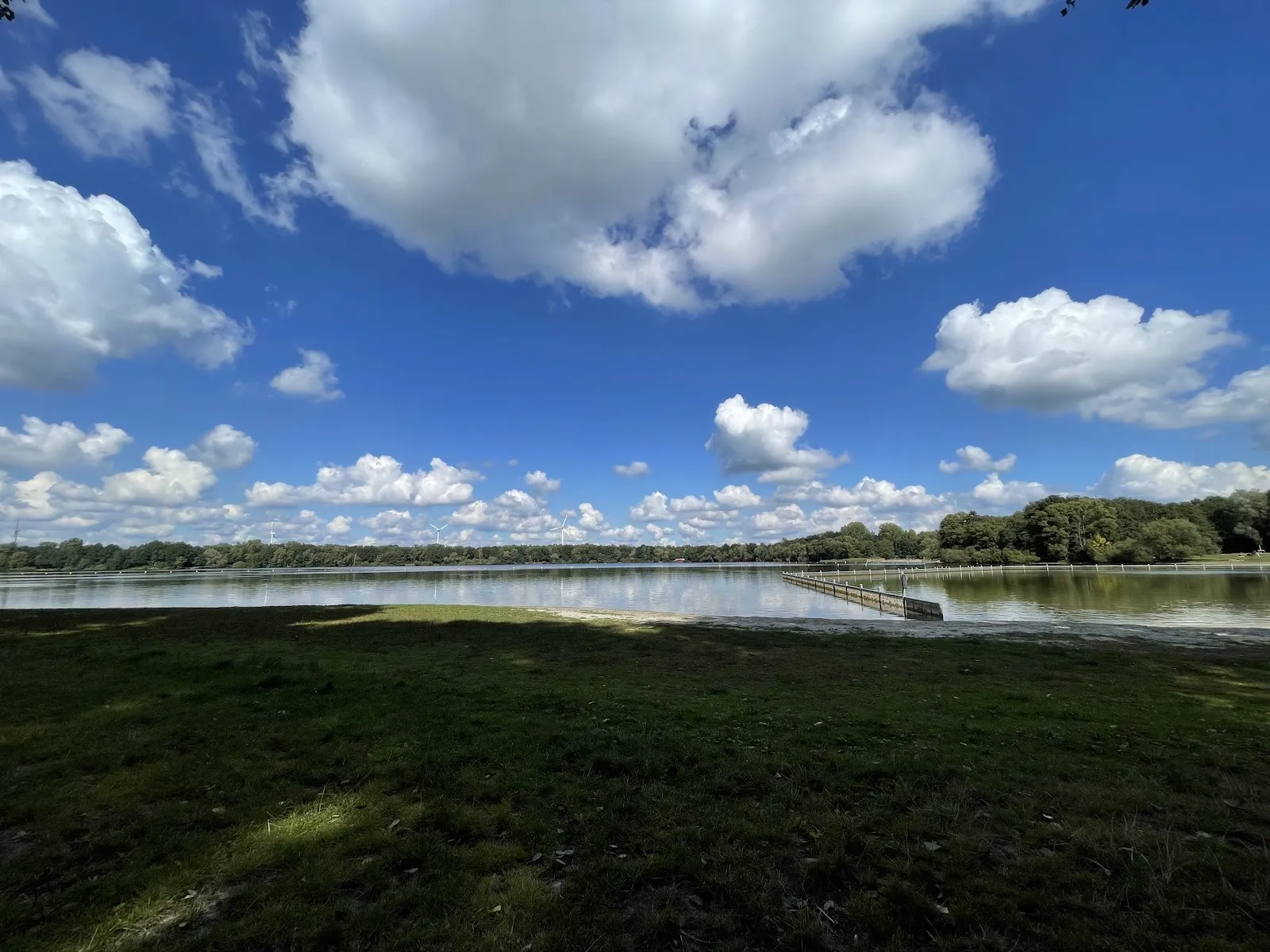 Природный пейзаж Заповедника Ам Штадтвальдзе с озером и зеленью